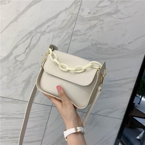 Womens bag foreign style chain bag new 2020 net red new solid color one shoulder messenger bag in summer