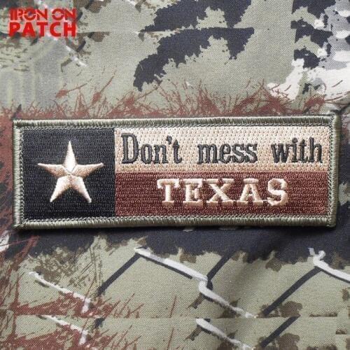 Don't mess with Texas Flag Embroidered Patch military insignia army badges USA state tactical patches hook&loop for cap jacket