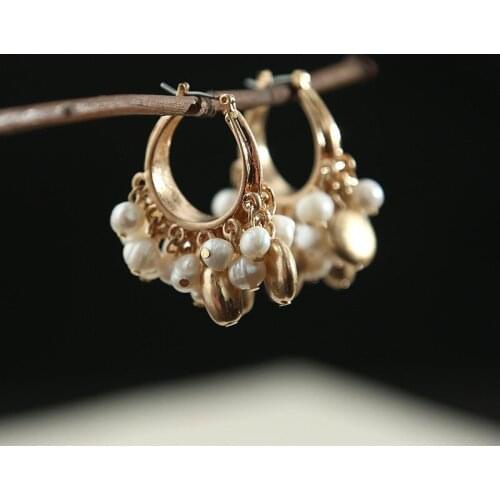Bohemia White Color Freshwater Pearls Woman Drop Earrings Handmade Jewelry for Woman Girls Best Gift with 925 Silver Pins 31*38