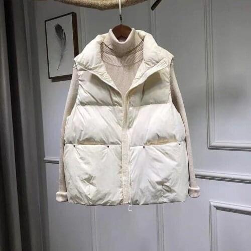 Winter Plus Size Women Down Jacket Vest Short Ultra Light Duck Down Coat Puffer Waistcoat Stand Collar Parkas Chaleco Mujer X139