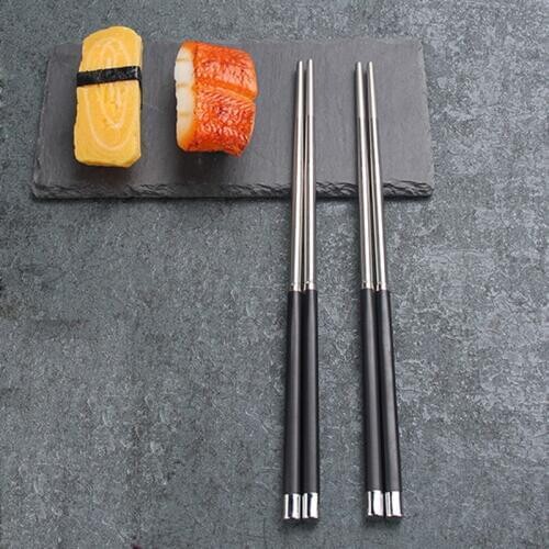 1/5/10 Pairs 304 Stainless Steel Chopstick Black Korean Non-slip Chopsticks Food Chop Stick Sushi Dinnerware China Cutlery set