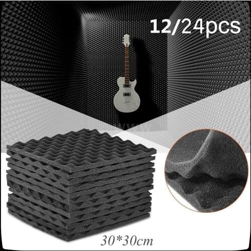 12/24pcs 30x30x4cm Studio Acoustic Foams Panels Sound Insulation Foam Egg Crate Studio Treatment Room Soundproofing Tiles Panels