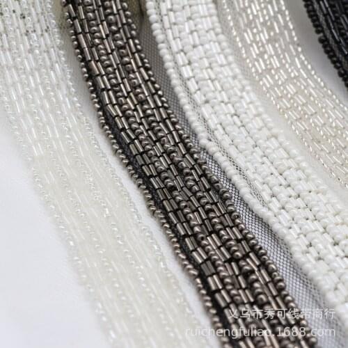 25mm Costume Dress Sewing Supplies Wedding Decoration Craft Ivory Black Pearl Beads Embroidered Lace Trim Ribbon DIY Material