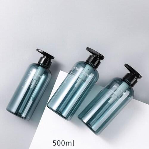 2021 New 3Pcs 500ml Empty Bottle Set Shampoo Shower Gel Hair Conditioner Press Pump Soap Dispenser Body Wash Bathroom Refillable