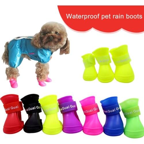 Pet Dog Shoes Rainshoes Waterproof Pet Shoes Non-slip Dirty-proof Dog Rain Boots Rain Shoes For Pet Dogs Booties Rubber Portable