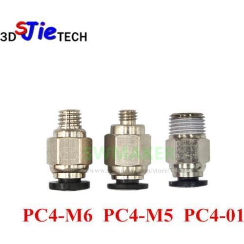 5pcs PC4-M6 PC4-M5 PC4-01 straight-through type pneumatic push pipe fittings 3D printer quick connector for ptfe penetr