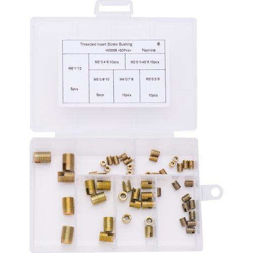 50Pcs/set M2 M2.5 M3 M4 M5 M6 Galvanized Self Tapping insert Screw Bushing 302 Slotted Type Wire Thread Insert Nut Repair HW068