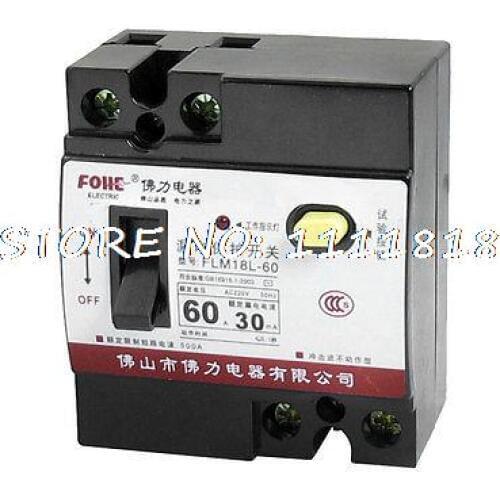 AC 220V 60 Amp 0.1s Indicator Light Residual Current Circuit Breaker FLM18L-60