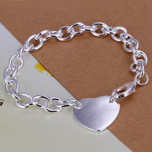 Free Shipping Wholesale silver bracelet, 925 fashion silver plated jewelry Dual heart bracelet /VVLTNJSJ ONWCQLSM