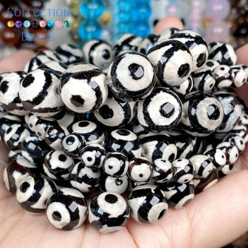 Natural Stone Tibetan Dzi Agates Beads Loose Spacer Round For Jewelry Making 6-12MM DIY Bracelet Accessories Wholesale
