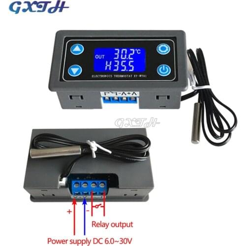 10A Thermostat Digital Temperature Controller DC 6V-30V Thermal Regulator Thermocouple Thermostat LCD Display Sensor 12V 24V
