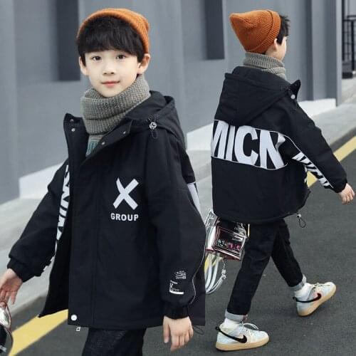 Childrens Winter Jacket Boys Hooded Cotton Wear Snow Warm Jacket Coat For Baby Boy 4-12 years Kids Overcoat Clothing