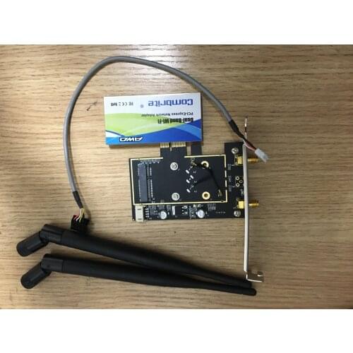 Dual Band Wifi Bluetooth Wireless Network Card Mini PCI-E Adapter + 2 Antenna