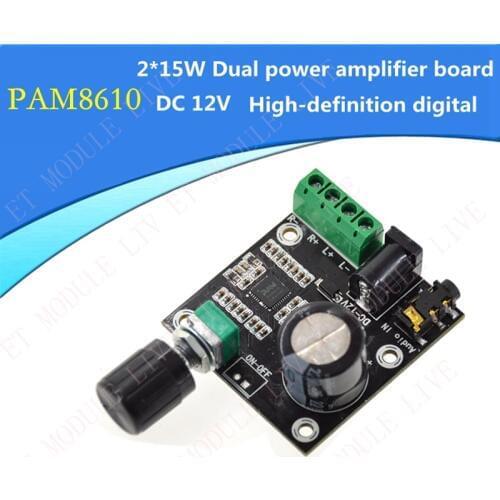 Super Slim 2x15W PAM8610 two-channel amplifier board digital Class D Digital Dual Power Audio Amplifier Board DC 12V