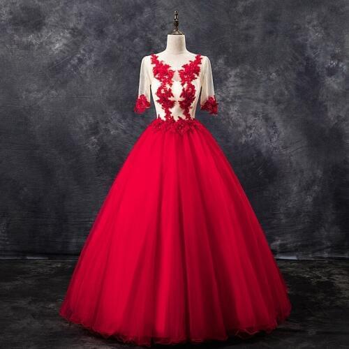 Elegant O-neck Plus Size Quinceanera Dress Fashion Half Sleeve Formal Ball Gown Luxury Appliques Party Prom Quinceanera Dresses