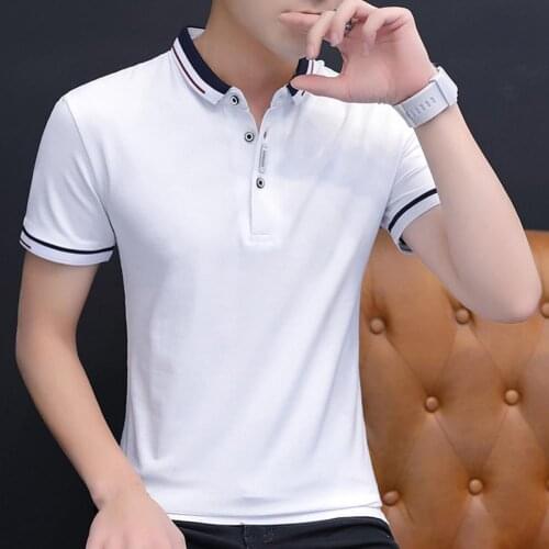 Summer mens shirt short-sleeved solid color T-shirt elastic self-cultivation sports versatile skin-friendly, breathable t shirt