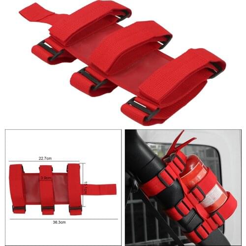 Red Fire Extinguisher Holder Adjustable Car Fire Extinguisher Mount Strap Car Roll Bar Fixed for Jeep Wrangler TJ JK JL 97-18