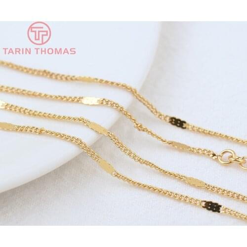 2PCS Length 45CM Thickness 1.9MM 24K Gold Color Brass Finished Necklace Chain High Quality Jewelry Making Findings Accessories