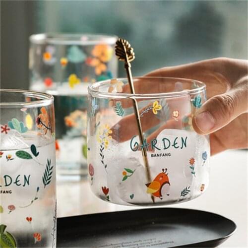 Japanese Style Small Fresh Heat-Resistant Glass Creative Water Cup Drink Cup Milk Cup Drinking Utensils Drinkable Cup