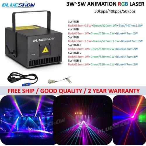 Flightcase+Multi color 4W RGB Animation Laser Stage Light Analog Modulation 30kpps scanner ILDA Control 4000mw rgb laser