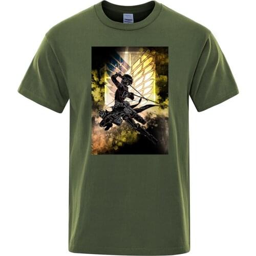 Attack On Titan Jiyuu No Tsubasa Prints Male T Shirt Cartoon Fashion Clothing Soft Cool T Shirts Men Oversize o-neck Tee Shirts