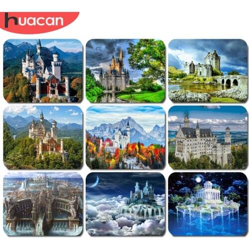 HUACAN 5D DIY Picture By Numbers Castle Landscape Unique Gift HandPainted Wall Art Paint By Number Mountain Decoration