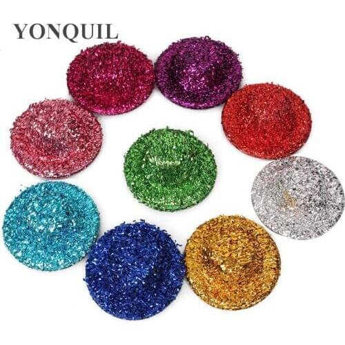 New 2"/5CM 9 Colors Mini Top Hats Blingbling Children Party Hats Good As Fascinator Small Top Hats Accessories 50 Pieces/Lot