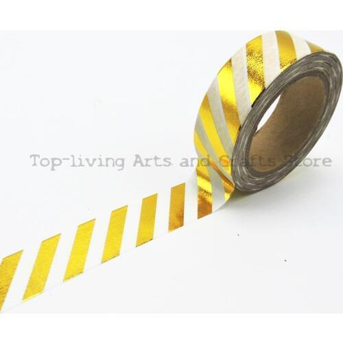 New Golden Foil Washi Tape 10M Length Kawaii Scrapbooking Tools Japanese Stationery Quality Scrapbook