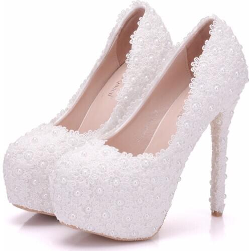 Spring new waterproof table shoes fashion classic shoes sexy European American high-heeled lace pearl womens single shoes