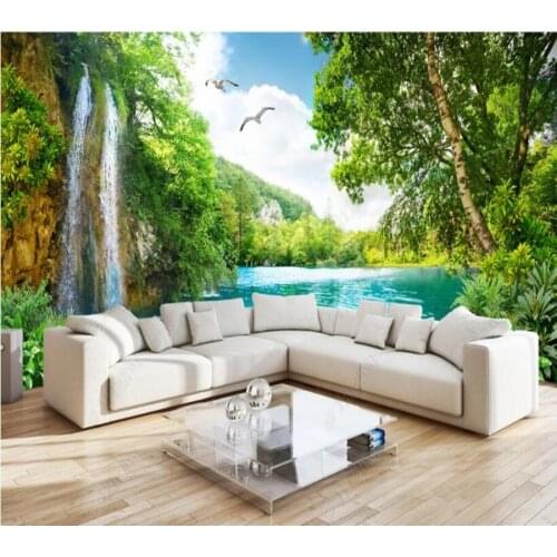 Papel de parede waterfall water vapor tropical rainforest 3d wallpaper mural,iving room tv wall bedroom wall papers home decor