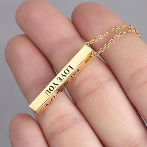 Customized Vertical Bar Name Necklace Engraving Letters Lucky Numbers Pendants For Man Woman Valentines Day Trendy Jewelry Gifts