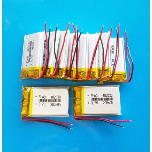 Lot 10 pcs 402030 3.7V 200mAh lithium polymer lipo rechargeable battery for MP3 GPS bluetooth headset video pen camera