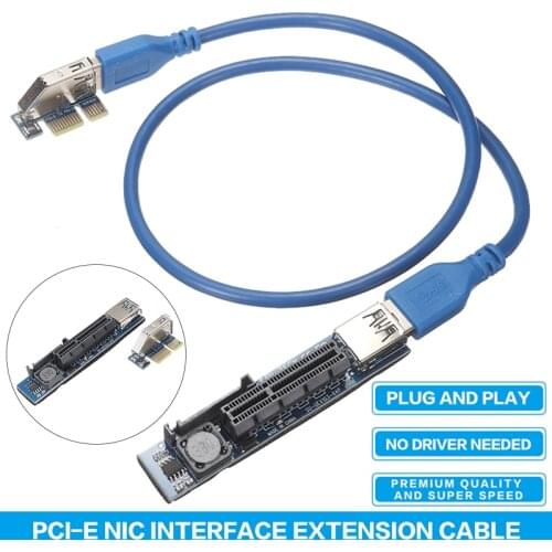 Durable Gold-plated PCI Express PCI-E X1 to X4 Extension Cable Riser Adapter Card USB 3.0 Extensions Cord For PC Computer