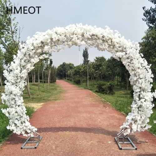 Cherry Blossom Arch Flower Stand Props Outdoor Wedding Backdrop Layout Road Guide Artificial Flowers+Arch Shelf Party Stage Deco