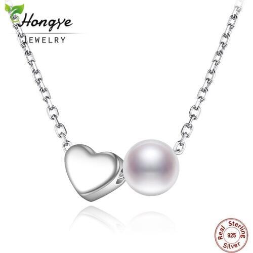 Hongye Christmas Gift Natural Pearl Necklaces & Pendants 925 Sterling Silver Heart Pearls Charm Jewelry for Women 2020 Hot Sale