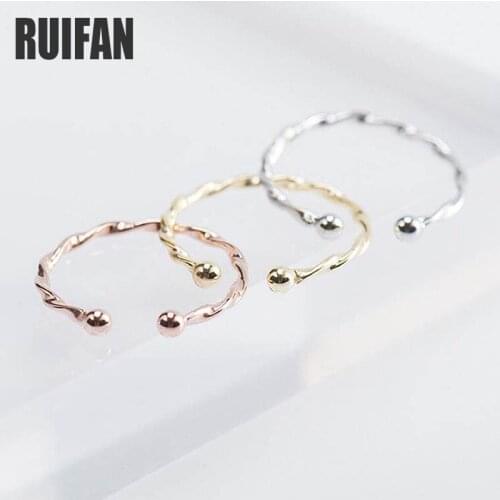 Ruifan Fashion Twist Ring Silver/Gold/Rose Gold Color Round Open 925 Sterling Silver Thin Rings for Women Female Jewelry YRI071