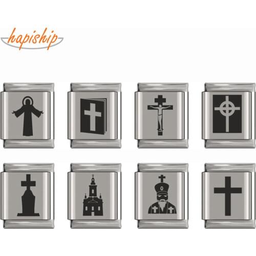 Hapiship Men Fashion Original Daisy Religion Godliness Charm Fit 13mm Bracelet Stainless Steel Jewelry Making DJ177