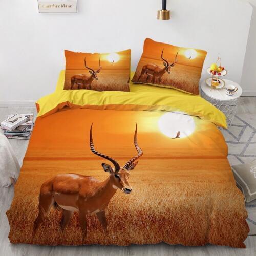 Bedding Sets 3D Blue White Duvet Quilt Cover Set Comforter Bed Linens Pillowcase King Queen Full Double Deer Elk 203x230cm Size