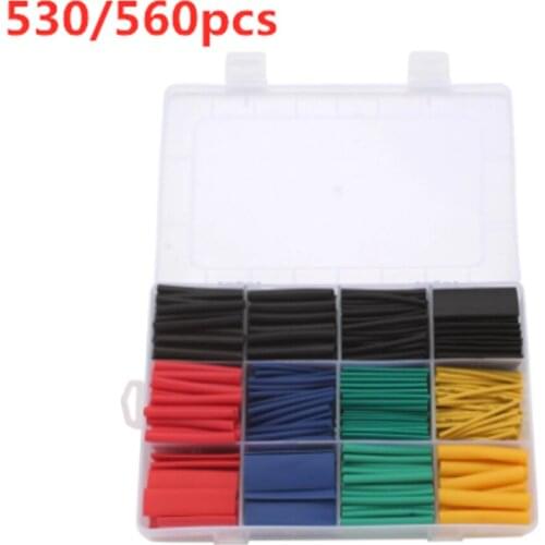 530/560PCS termoretractil Shrinking Tubing Assorted Wire Cable Insulation Sleeving,Thermoresistant tube Heat Shrink wrapping Kit