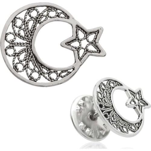Tevuli 925 Sterling Silver Filigree Moon Star Badge