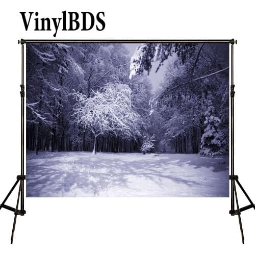 VinylBDS Winter Background Light Purple Style Christmas Backdrop Scenery Snow Forest World Background For Photo Studio