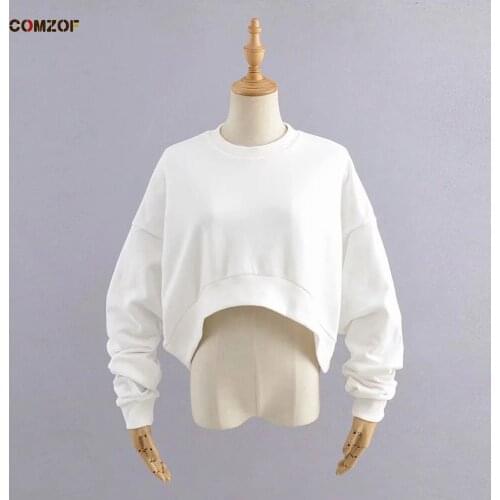 2021 Autumn Women Oversize Hoodie Long Sleeve Pullover Loose Short Sweatshirt Crop Tops Clothing Moletom Feminino