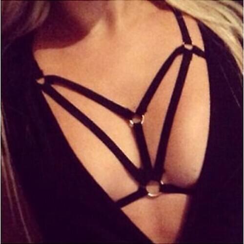 Womens Harness Bra Elastic Cage Bra Crop Top Strappy Sexy Costume Bra Bustier cage bra harajuku goth rave wear goth dress
