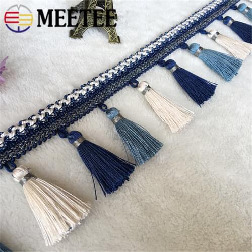 1/2Meters Meetee 85mm Width Polyester Curtin Trim Tassels Lace Fringe Ribbon DIY Handmade Mantle Sofa Hometextile Accessories