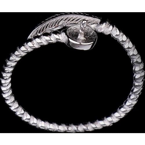 1 Pair Silver Adjustable Feathers Women Rings Base Setting Pearl DIY Crafts