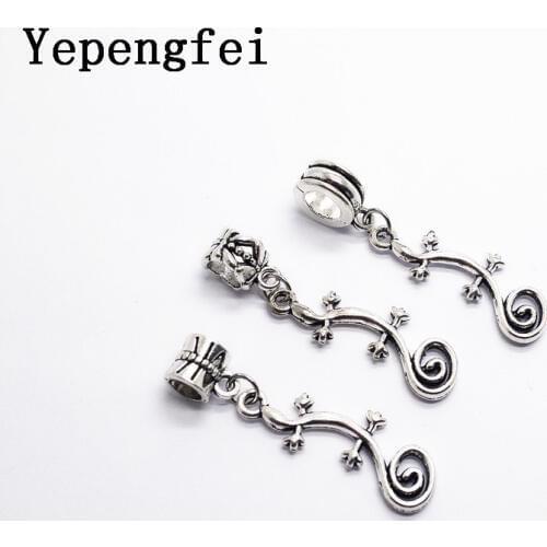 10pcs lizard European Bead Vintage Silver Charms fit for pandora style Bracelets Necklace DIY Metal Jewelry Making JA600003