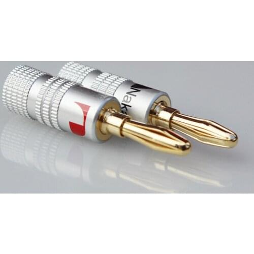 4pcs Banana Connector 4mm Speaker banana plugs 24K Copper gold plated 4mm Banana Jack match with 4mm binding post