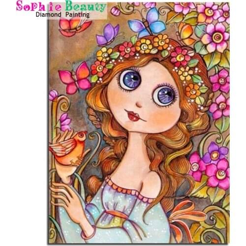 5D Diy Diamond Painting Cartoon Girl Portrait Full Square/Round Diamond Embroidery Mosaic Kit HD Quality Handmade Product 211072