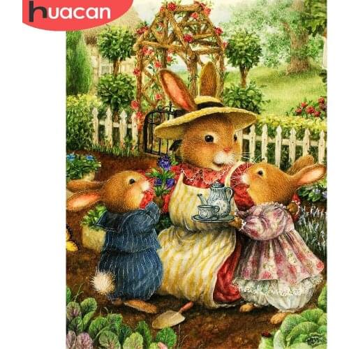 HUACAN Diamond Painting Cartoon Rabbit Diamond Embroidery Garden Decoration Painting With Diamonds Home Art