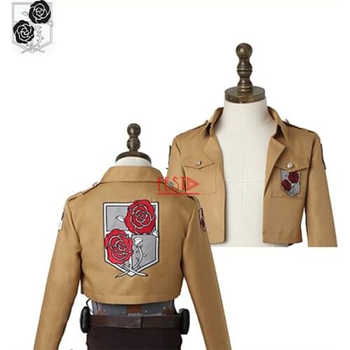 Anime Attack on Titan Shingeki No Kyojin Hanji Zoe Sasha Cosplay Costume Jacket Suit Rose Pattern Jacket Guardian Rose Top Cloth